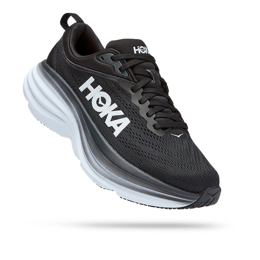 HOKA BONDI 8 WOMEN'S RUNNING SHOES (Black & White) - SS23