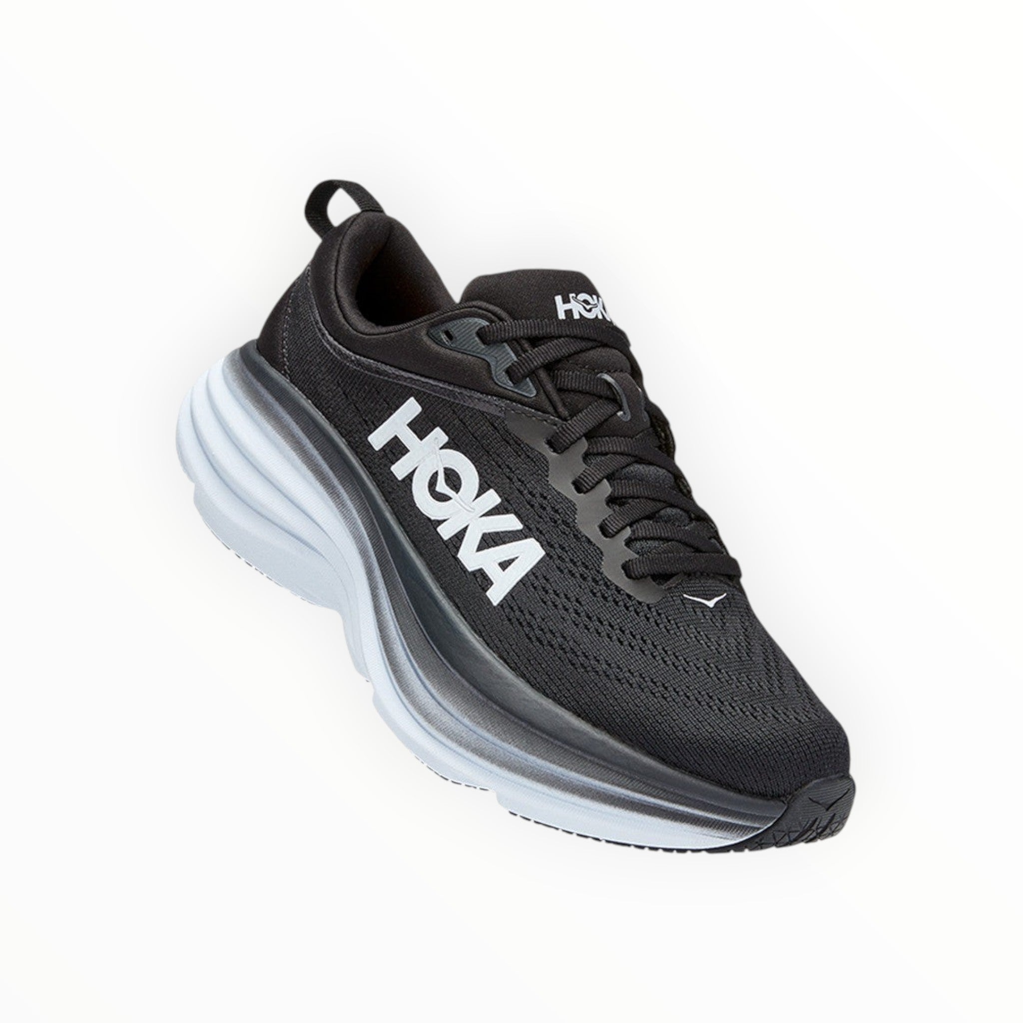 HOKA BONDI 8 MEN'S RUNNING SHOES - (Black & White)