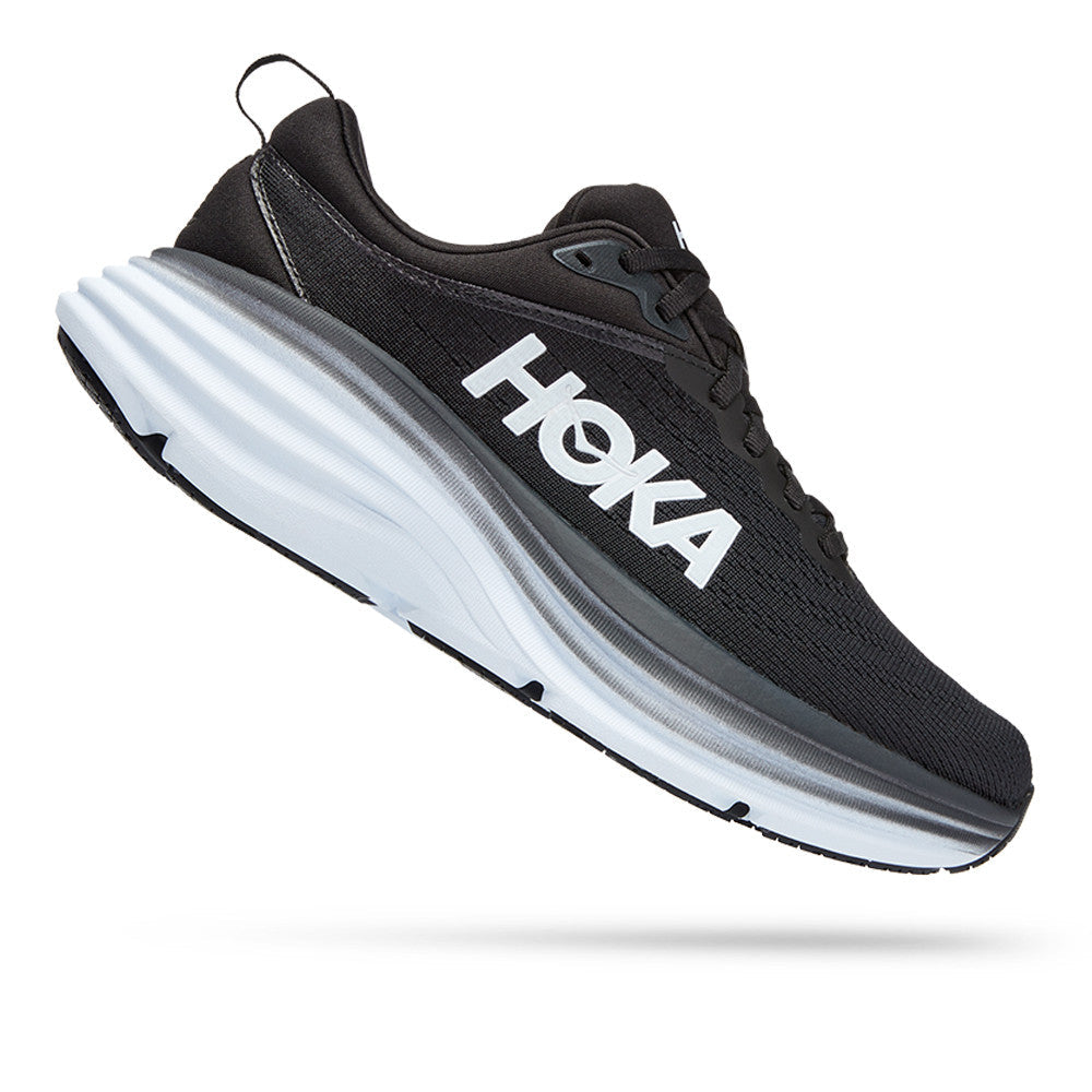 HOKA BONDI 8 WOMEN'S RUNNING SHOES (Black & White) - SS23