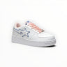 EWW Sports Shoes BAPE STA low-top sneakers in white and peach with a star side logo and lace-up closure.