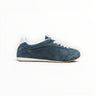 EWW Sports Shoes blue suede low-top lifestyle sneakers with white laces and a gum rubber outsole.