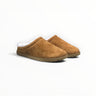 EWW Sports Shoes brown Alo Yoga recovery slippers with plush faux fur lining and a slip-on design for indoor comfort.