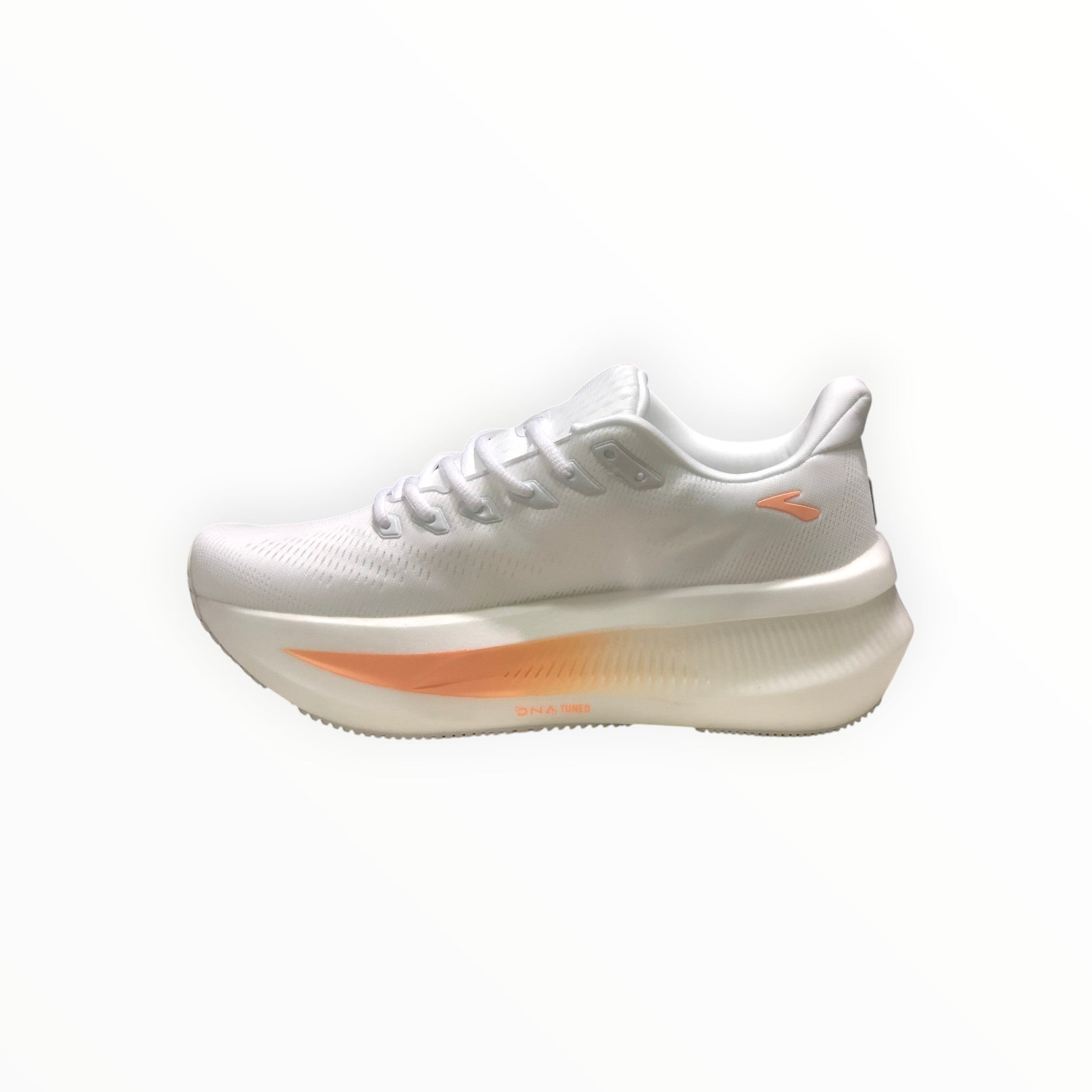 EWW Sports Shoes Glycerin Max 2 men's white and orange running shoes with plush cushioning and GlideRoll rocker.