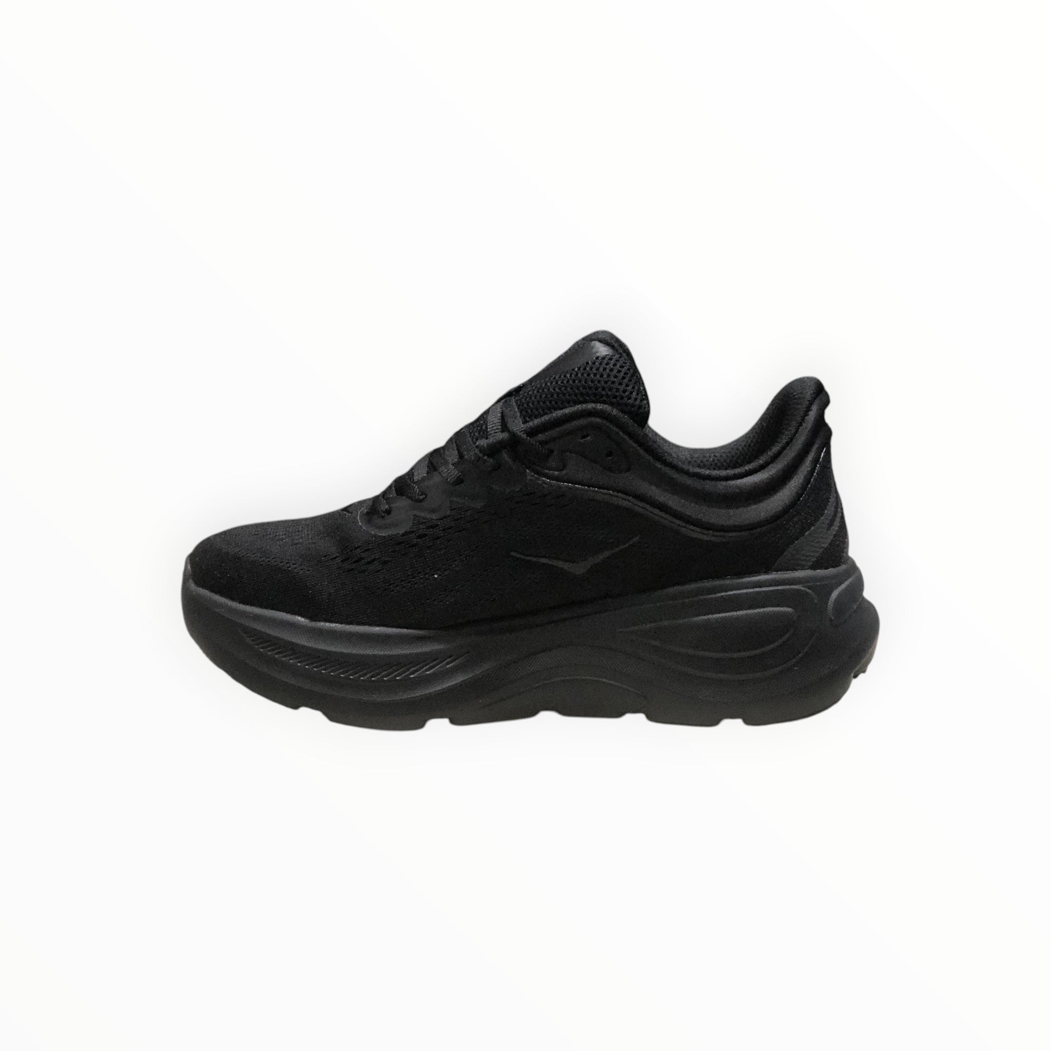 EWW Sports Shoes men's black Hoka Bondi 9 running shoe with maximum cushioning and engineered mesh upper.