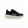 EWW Sports Shoes Men's Hoka Bondi 9 black and white running shoe with maximum cushioning and engineered mesh upper.