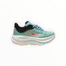 EWW Sports Shoes Men's Hoka Bondi 9 running shoe in green and light blue with pink Hoka logo and white midsole.