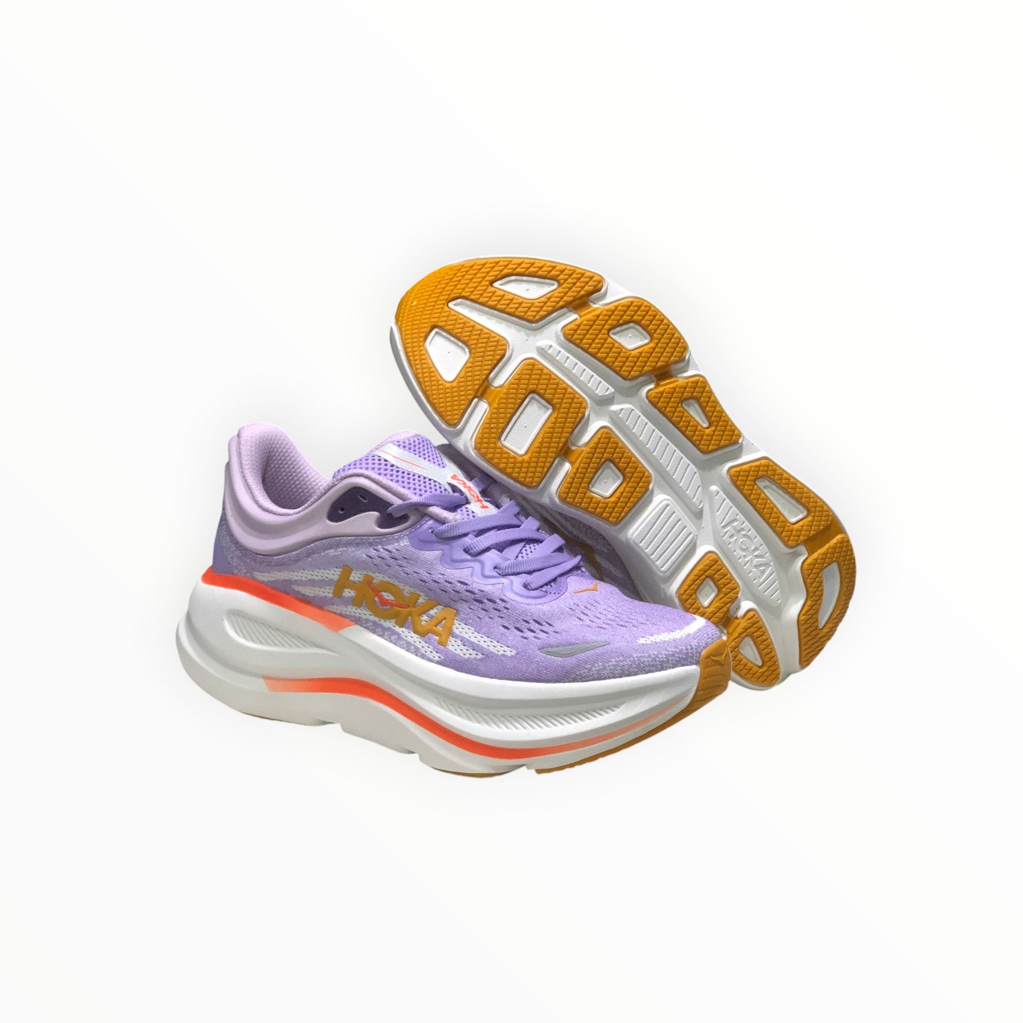 EWW Sports Shoes Hoka Bondi 9 men's purple running shoes with maximum cushioning and engineered mesh upper.