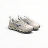 EWW Sports Shoes Mizuno Wave Prophecy 14S womens running shoes in white and grey with Infinity Wave plate technology.