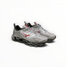 EWW Sports Shoes Mizuno Wave Prophecy 14S running sneakers in white and red with Infinity Wave plate technology.