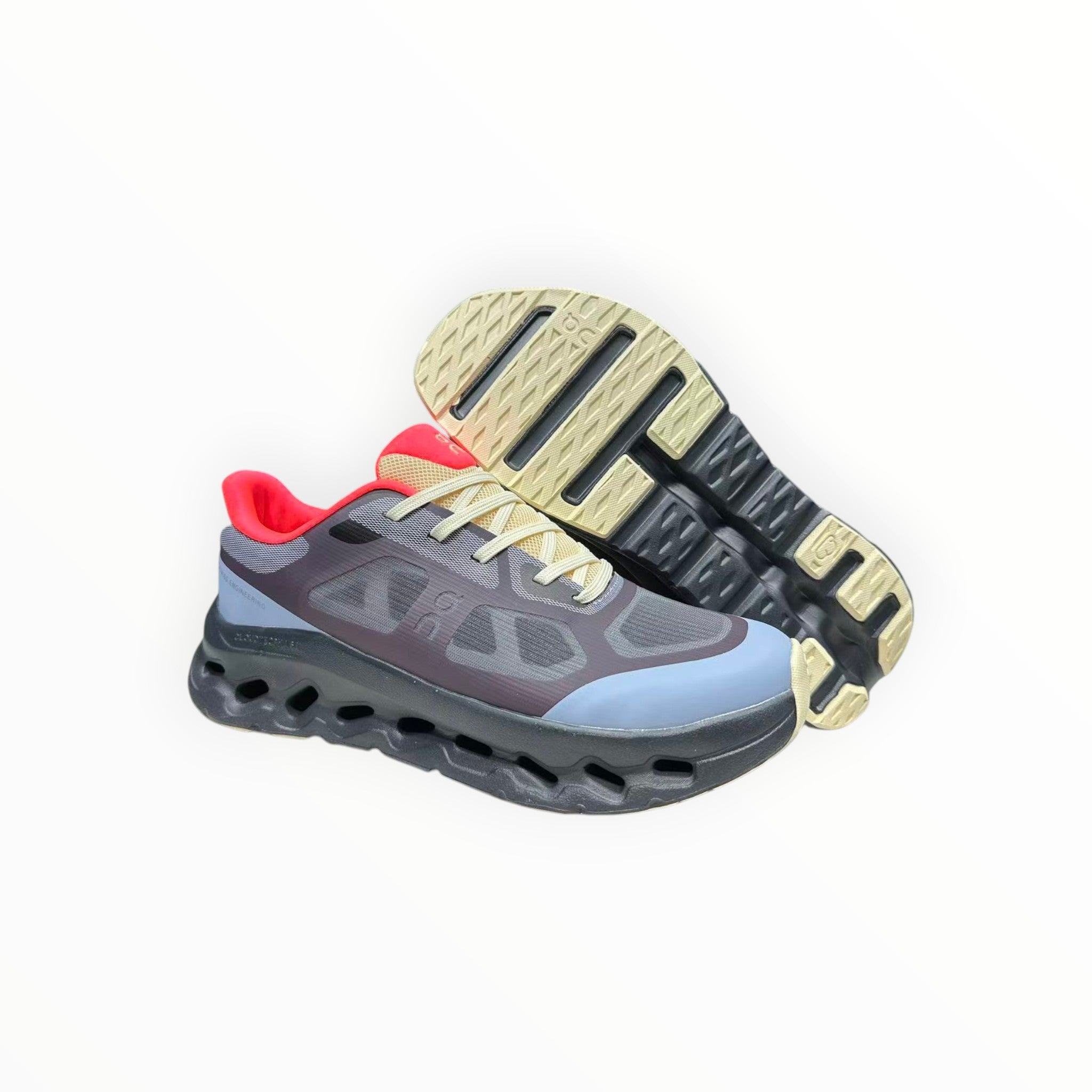 EWW Sports Shoes On Cloudtilt Remix black and light blue running shoes with layered x-ray effect upper and CloudTec Phase cushioning.