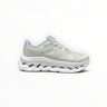 EWW Sports Shoes On Cloudtilt Remix cream sneakers with layered see-through upper and white sculpted sole.