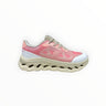 EWW Sports Shoes On Cloudtilt Remix pink and cream running shoes with see-through upper and unique cushioned sole.