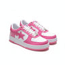 EWW Sports Shoes BAPE STA low-top sneakers in pink and white with signature star logo and lace-up closure.