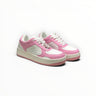 EWW Sports Shoes Alo Yoga Recovery Mode low-top sneakers in pink and white with a cushioned sole and lace-up design.