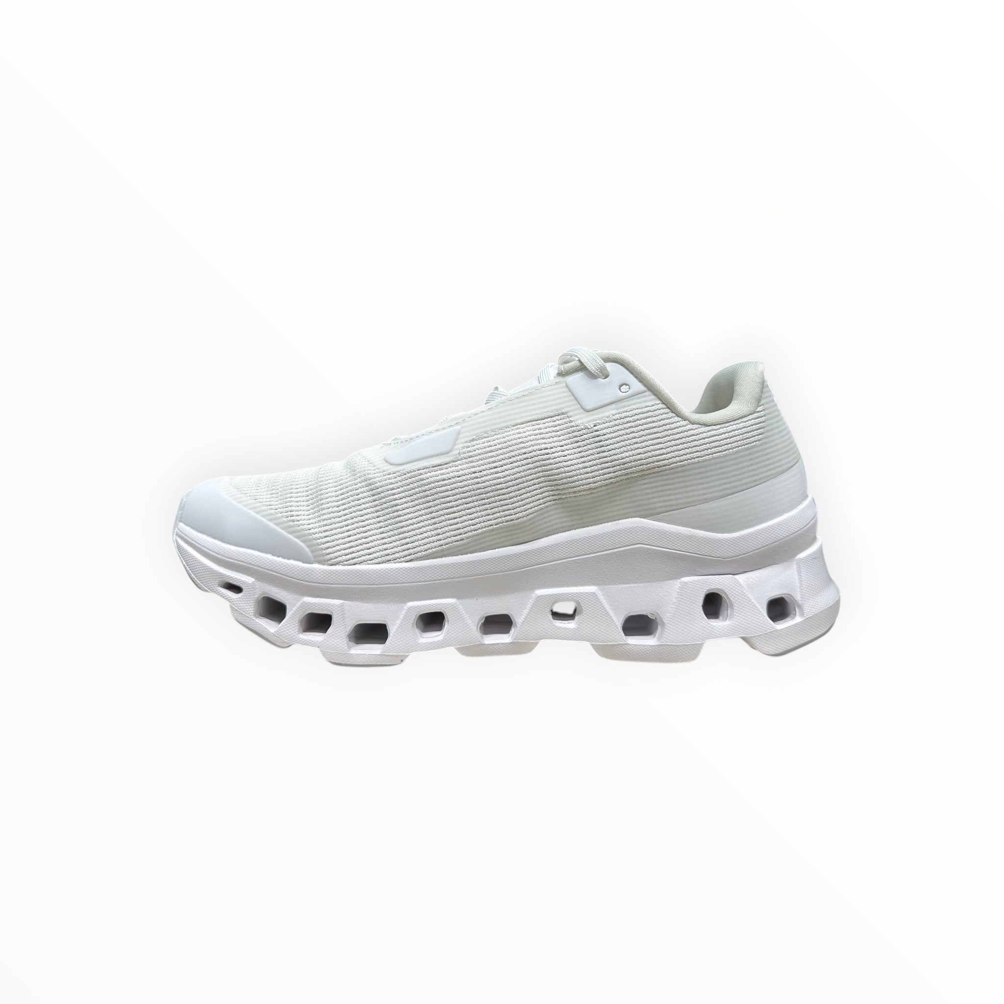 EWW Sports Shoes white On Running Cloudmonster running shoe with breathable mesh upper and signature CloudTec cushioning.