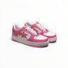 EWW Sports Shoes BAPE STA low-top sneakers in pink and white with a signature star logo and lace-up closure.
